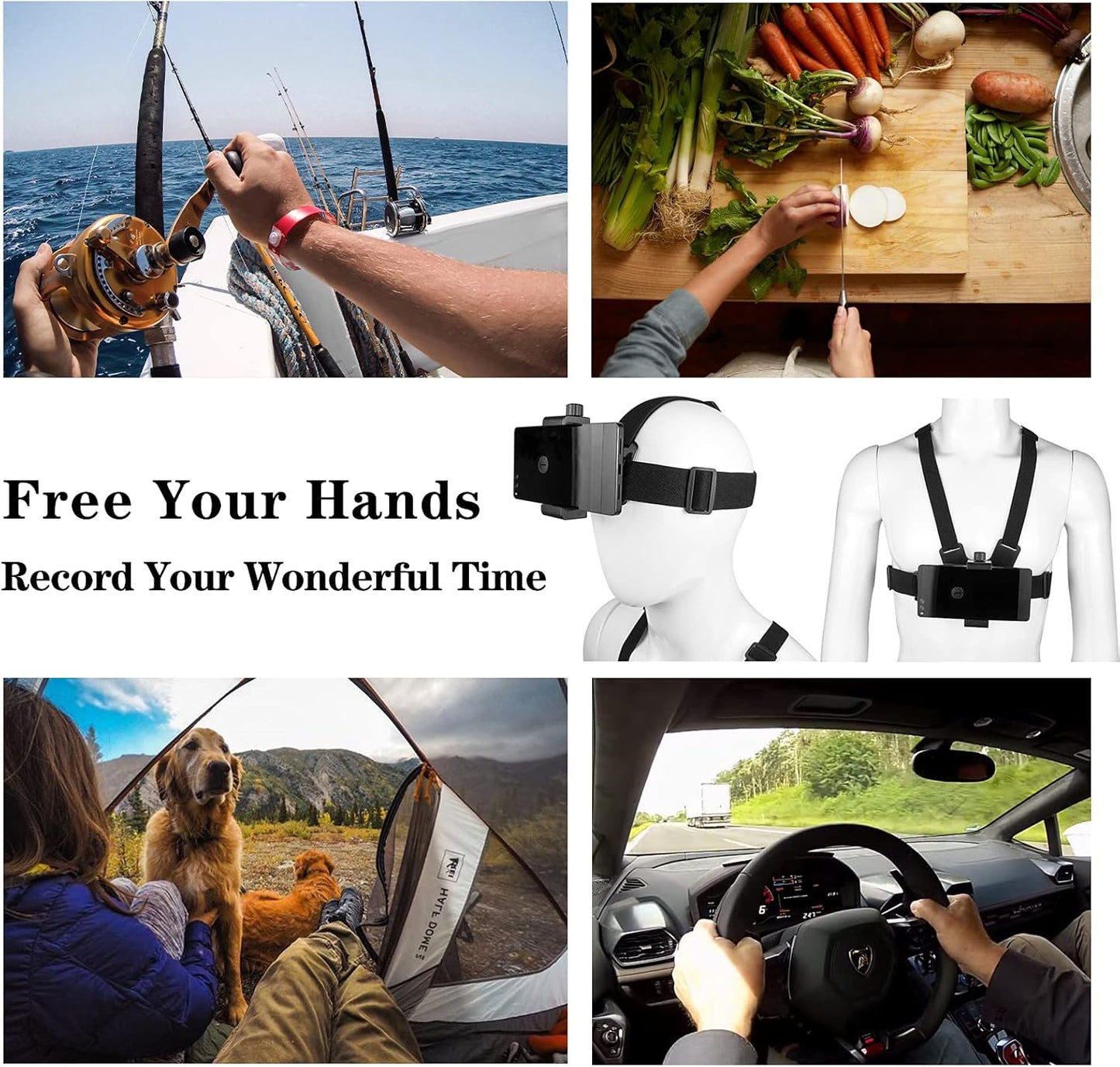 ALANDA POV Shooting & Sports Shooting Integrates Headset and Chest Strap Phone Holder