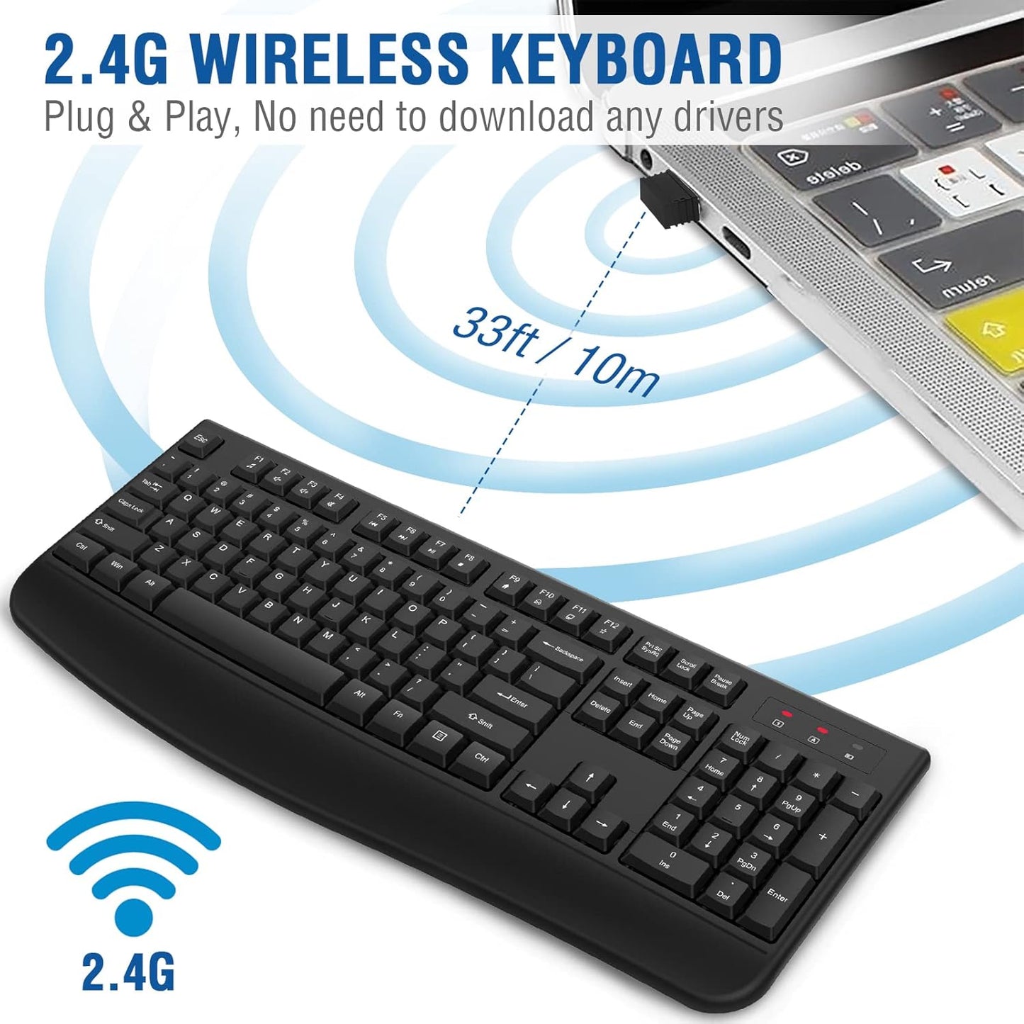 ALANDA Full-sized Ergonomic Wireless Keyboard