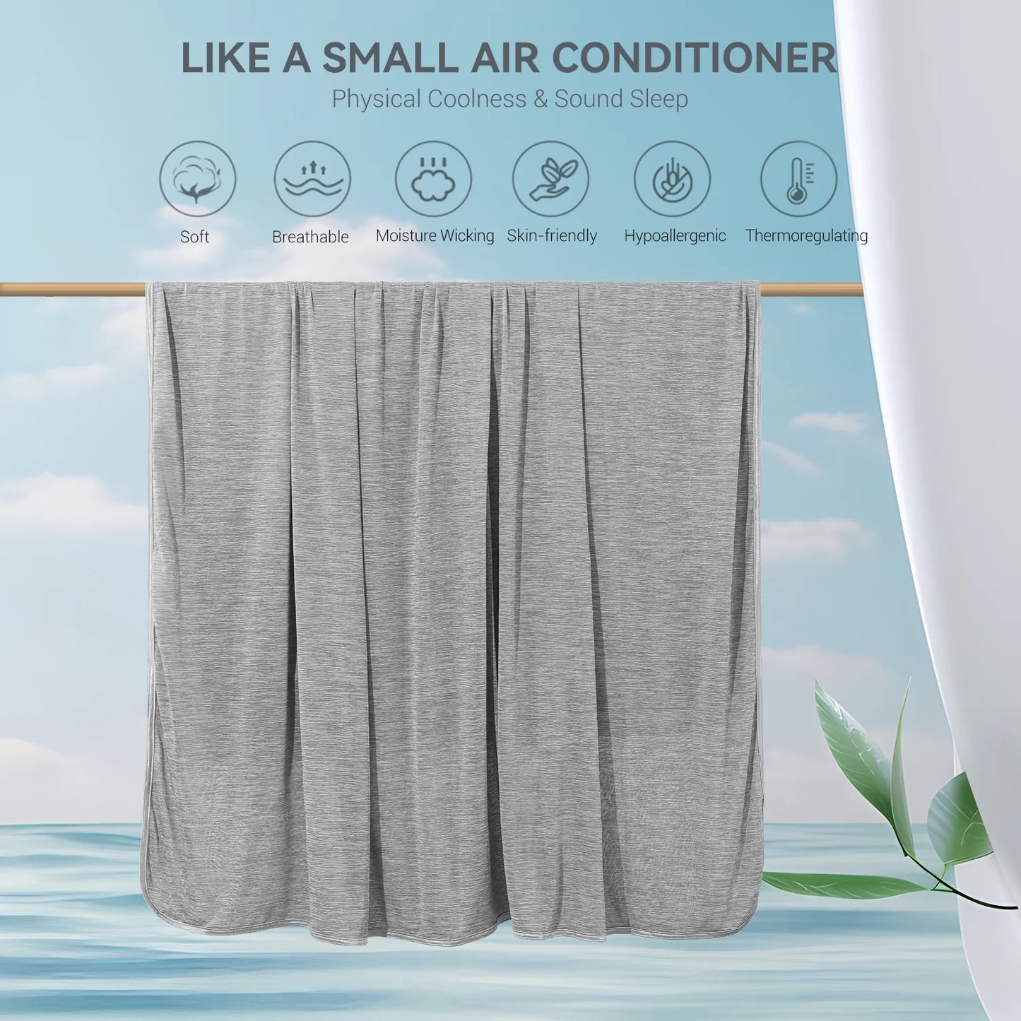 Alanda Cooling Blanket for Hot Sleepers, Q-MAX>0.5 Double-Sided Cooling Fiber Summer Blanket