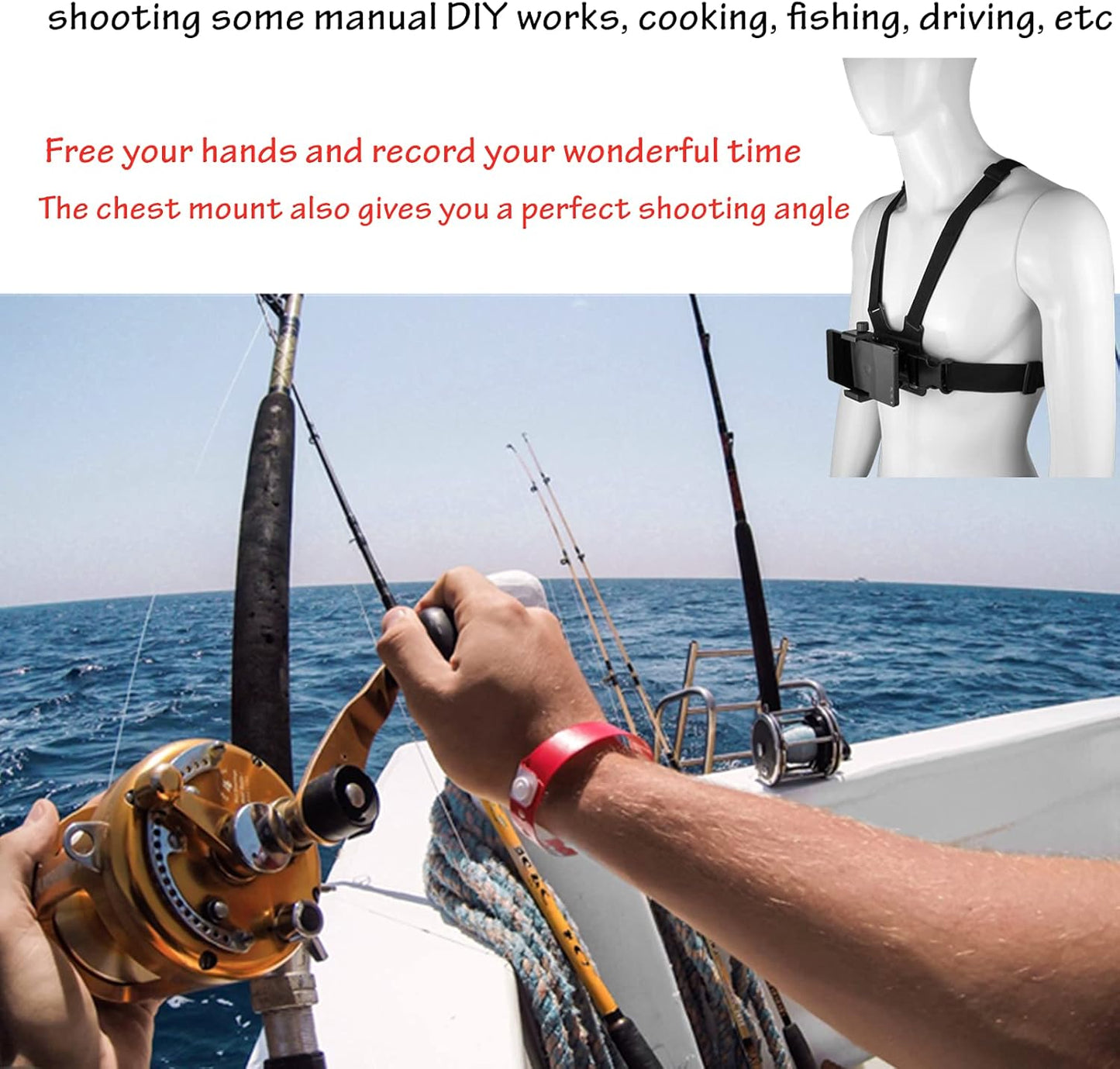 ALANDA POV Shooting & Sports Shooting Integrates Headset and Chest Strap Phone Holder
