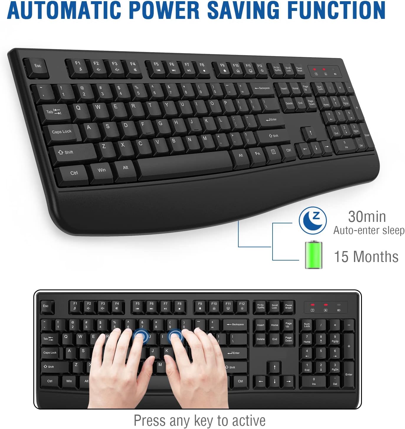 ALANDA Full-sized Ergonomic Wireless Keyboard