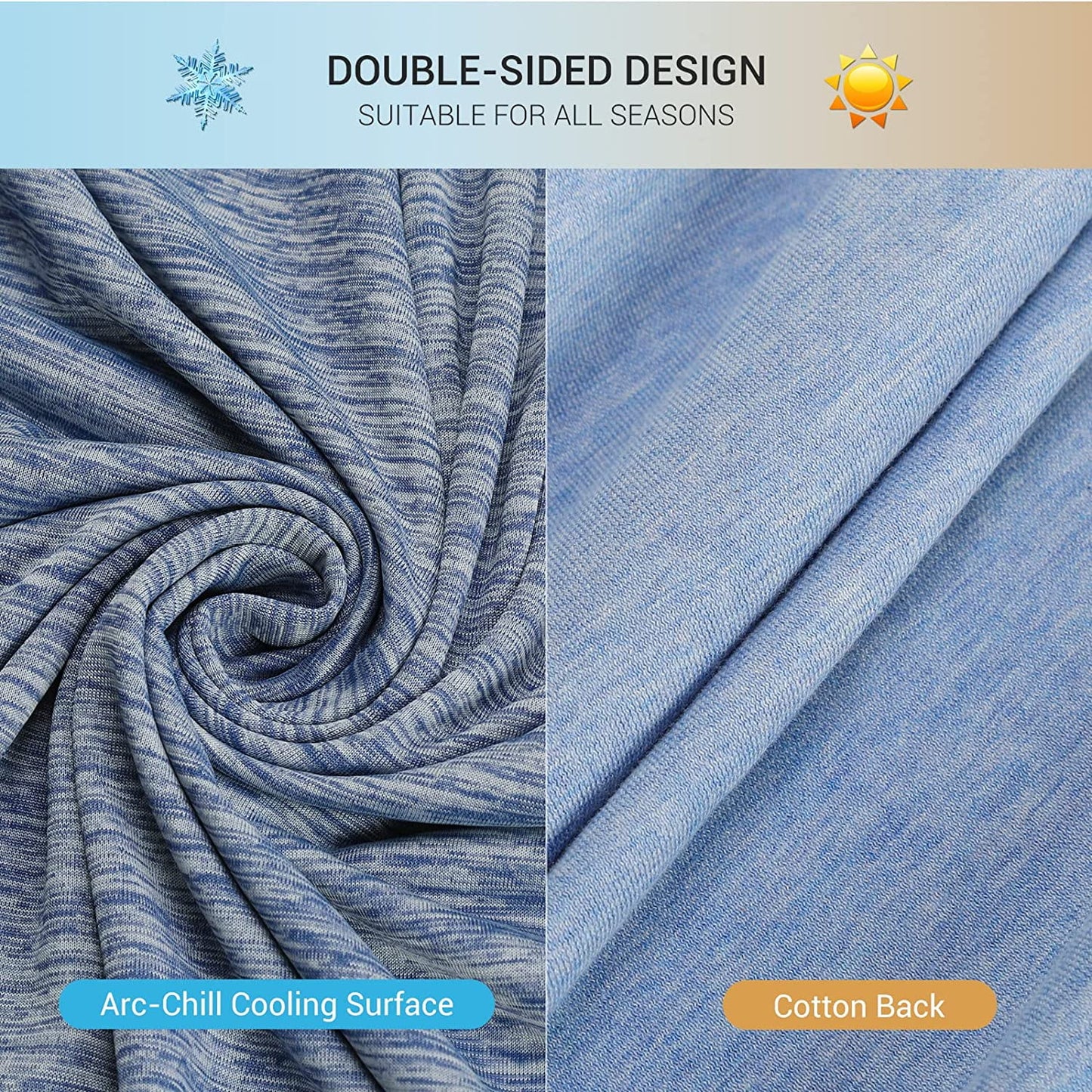 Alanda Cooling Pillowcase, Arc-Chill Cooling Pillowcase Double-Sided Design, Breathable Skin-Friendly Zipperd Summer Pillowcase