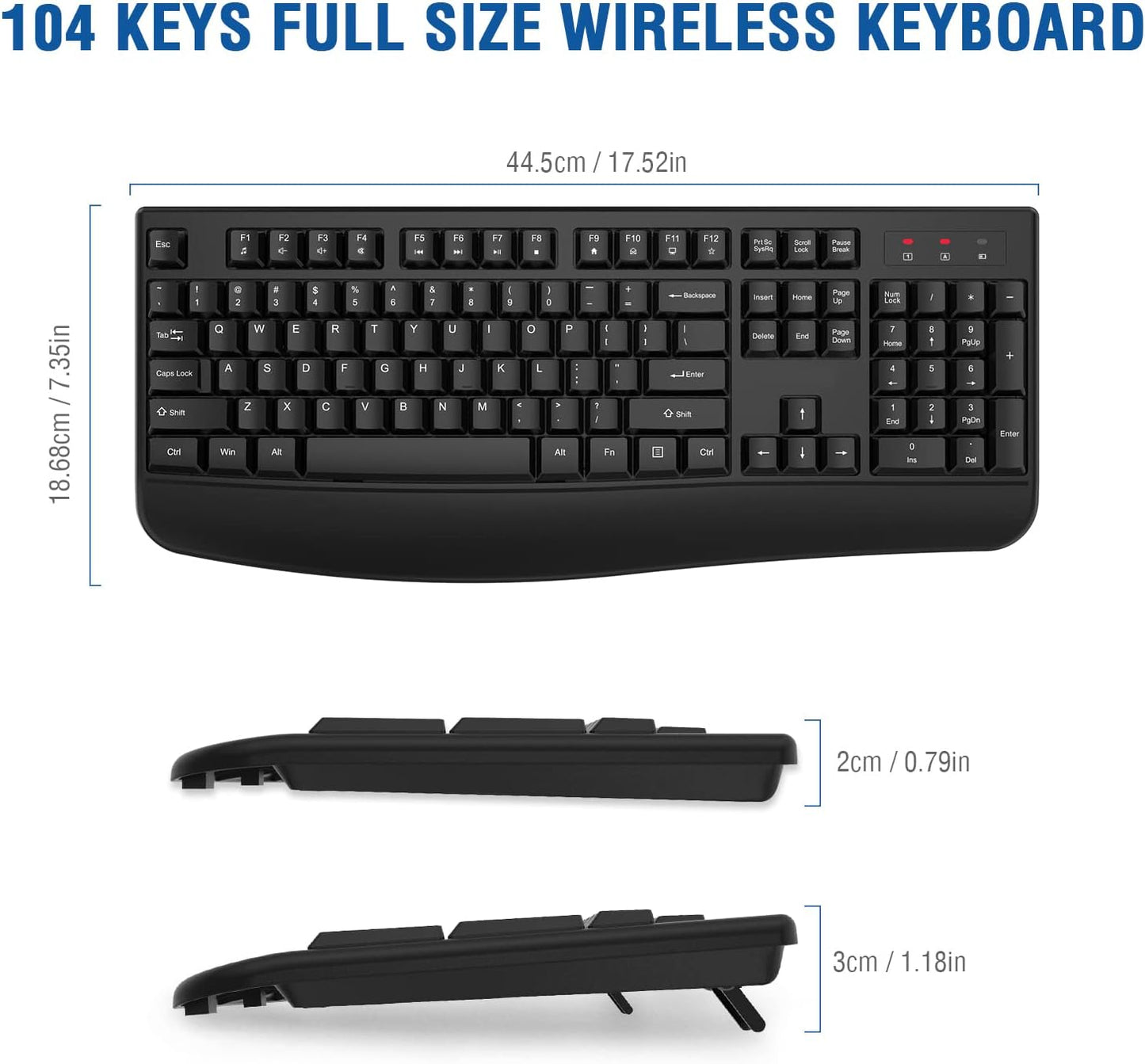 ALANDA Full-sized Ergonomic Wireless Keyboard