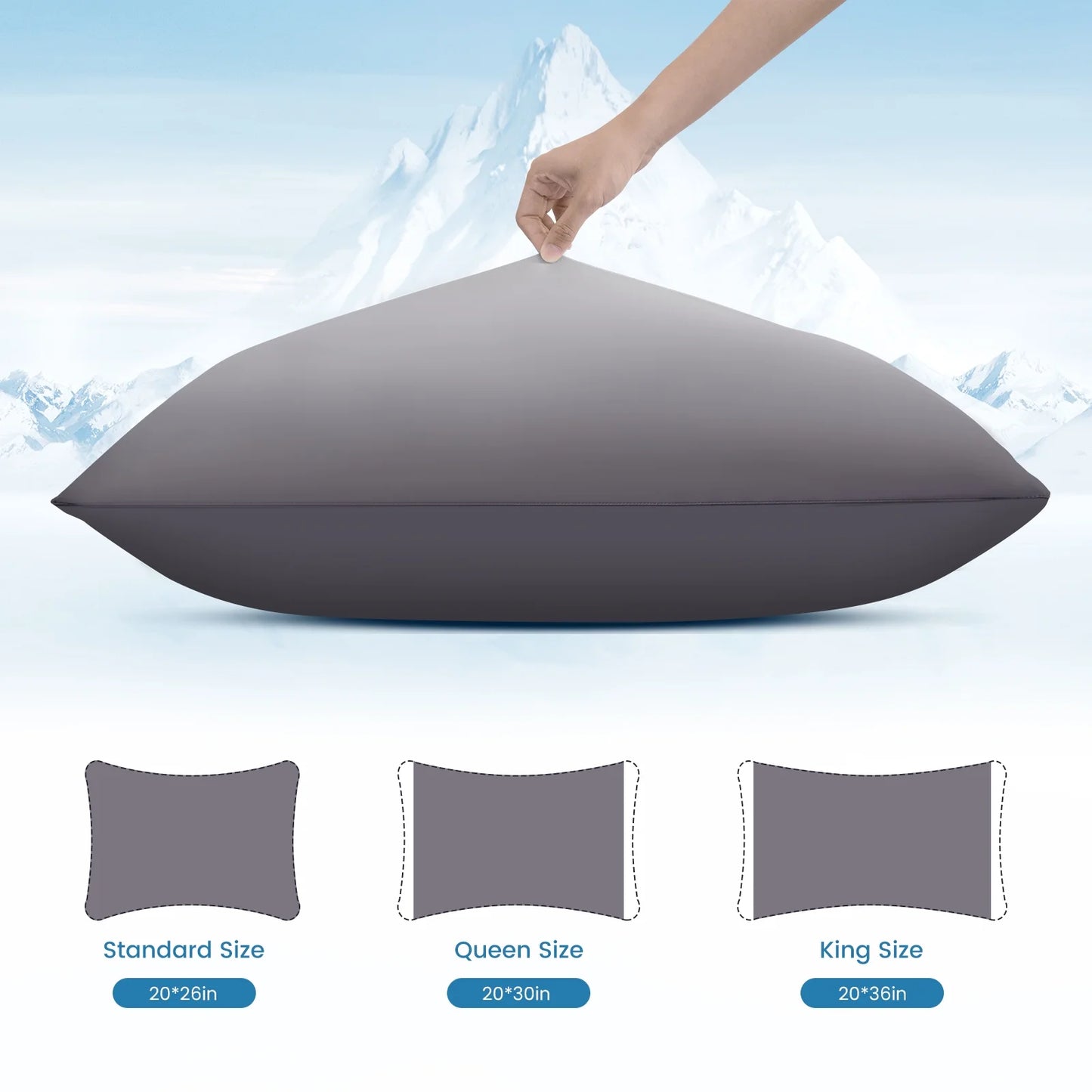 ALANDA Cooling Pillow Cases, Arc-Chill Q-max>0.5 Gradient Breathable Soft & Stretch Cooling Pillowcases with Zipper, 2 Pack 20"x26"