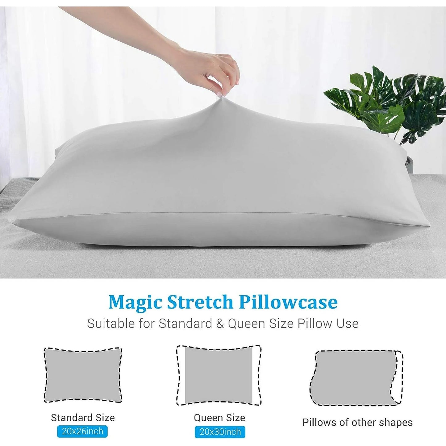 ALANDA Cooling Pillowcases, 2 Pack Pillowcases Ultra Cool Pillow Cases with Stretch Japanese Q-max 0.55 Arc-Chill Cooling Fiber for Hair Skin Night Sweat Hot Sleeper