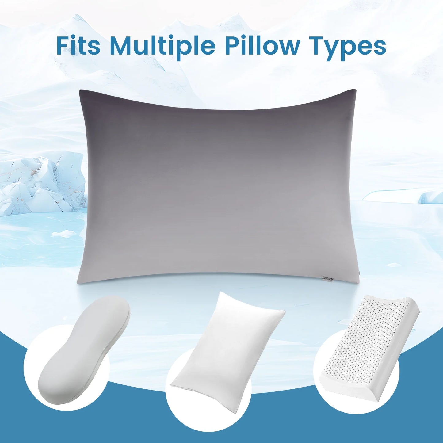 ALANDA Cooling Pillow Cases, Arc-Chill Q-max>0.5 Gradient Breathable Soft & Stretch Cooling Pillowcases with Zipper, 2 Pack 20"x26"