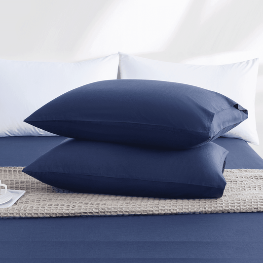 ALANDA Pillow Cases, 2 Pack Cooling Pillow Cases with 100% Bamboo & Linen Fiber, Breathable, Ultra Soft, Anti-Static, Machine Washable Envelope Hotel Pillowcases