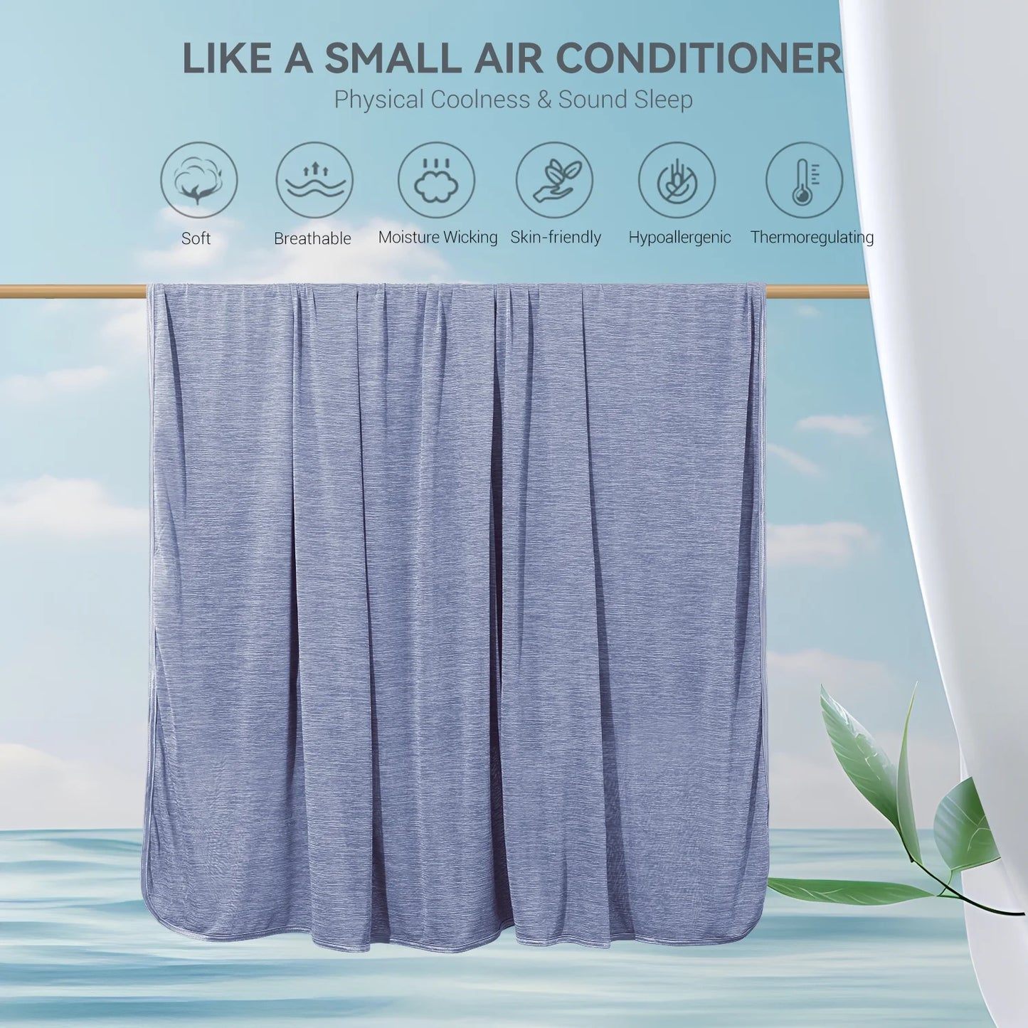 Alanda Cooling Blanket for Hot Sleepers, Q-MAX>0.5 Double-Sided Cooling Fiber Summer Blanket