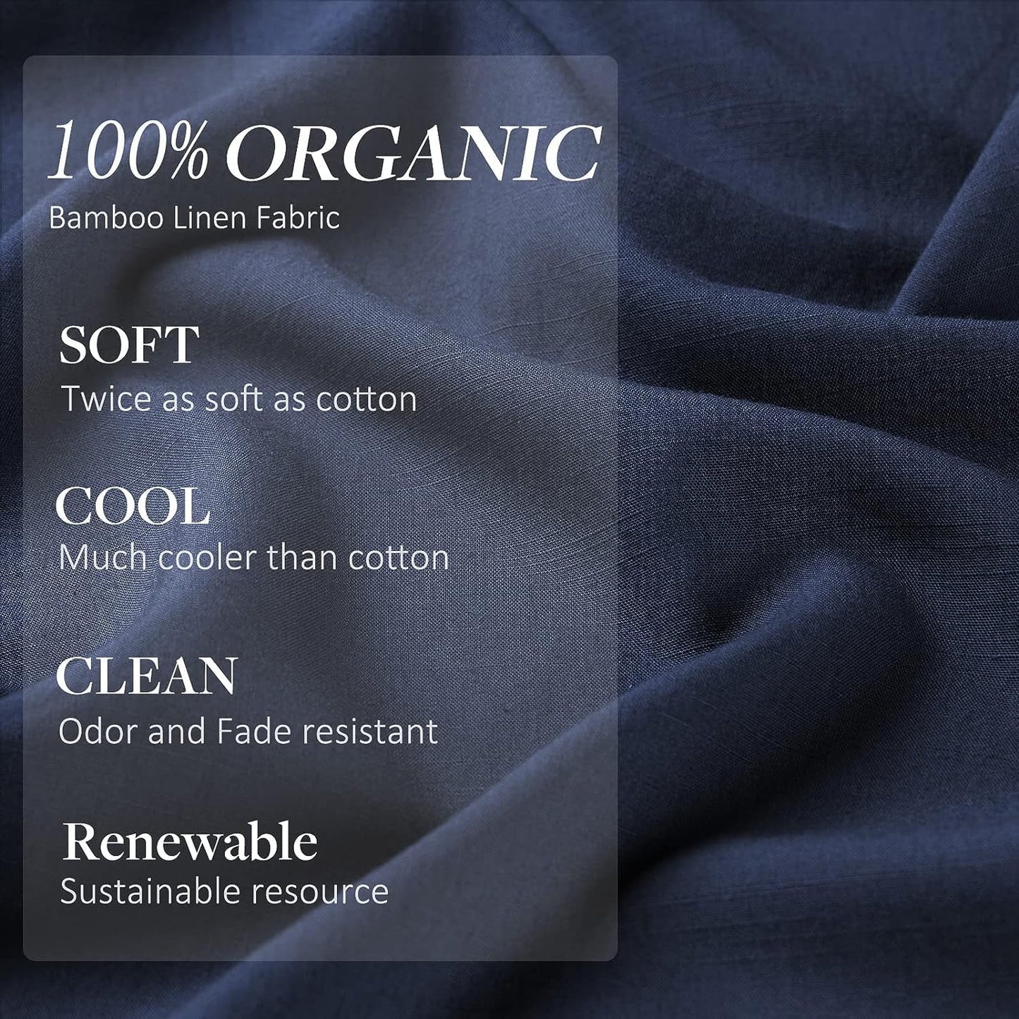 ALANDA Pillow Cases, 2 Pack Cooling Pillow Cases with 100% Bamboo & Linen Fiber, Breathable, Ultra Soft, Anti-Static, Machine Washable Envelope Hotel Pillowcases
