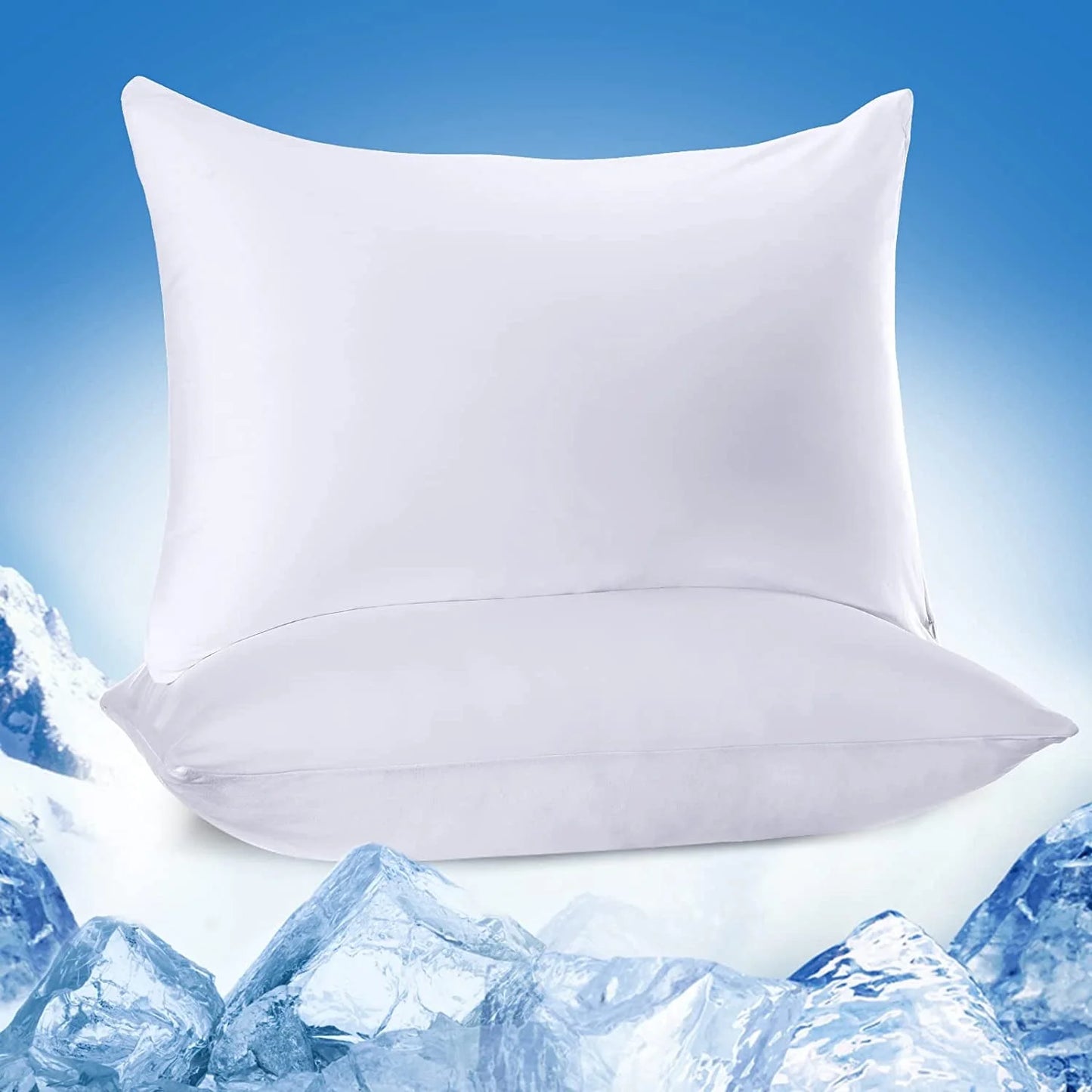 Alanda Cooling Pillowcase, Arc-Chill Cooling Pillowcase Double-Sided Design, Breathable Skin-Friendly Zipperd Summer Pillowcase